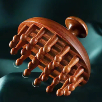 【天然圓潤】金絲檀木28齒經絡梳子(寬齒梳 頭皮梳 按摩梳 肩頸頭療 木梳 穴位按摩 刮痧棒 臉部按摩)