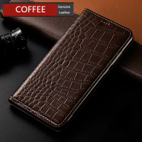 S21 Plus Crocodile Genuine Leather Case For Samsung Galaxy S20 S21 FE S22 Plus S22 Ultra Magnetic Flip Leather Cover