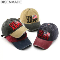 BISENMADE Baseball Cap For Men And Women Fashion Washed Cotton Sun Caps VINTAGE Hip Hop Snapback Hat USA Flag Embroidery Hats