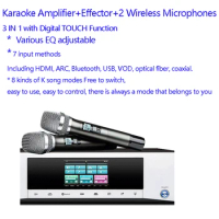Brand New Power Karaoke Amplifier Karaoke Effector 2 Wireless Microphones 3 IN 1 with Digital TOUCH Function