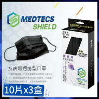 【MEDTECS 美德醫療】美德抗病毒週拋型口罩 質感黑(#防疫 #環保 #週拋 #免水洗 #抗病毒)