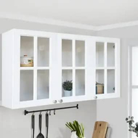 FULL KAYU - Kitchen Set Atas Rak Dapur Modern Minimalis Nebraska Kaca 3 Pintu Kaca Full