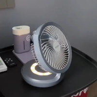 Edon suspended electric fan small rechargeable desktop kitchen wall folding fan punching-free air circulation fan