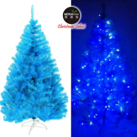 摩達客 台灣製10尺豪華版晶透藍系聖誕樹(不含飾品)+100燈LED燈藍白光6串