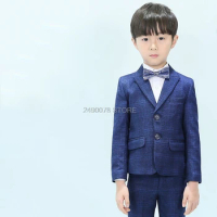 Japan Kids Jacket Vest Pant 3Pcs Formal Dress Boys Luxurious Wedding Suit Children Piano Stage Show Performance Costume