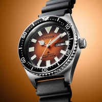 【CITIZEN 星辰】PROMASTER 無限星空機械潛水錶-橘x黑/41mm(NY0120-01Z)