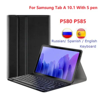 For Samsung Galaxy Tab A 10.1 With SPen 2016 P580 P585 Case With Keyboard Spanish Russian For Sansung SM-P580 P585 Keyboard Case