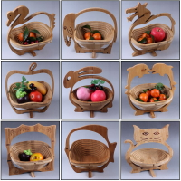 新款水果籃子折疊水果收納籃時尚創意瀝水竹籃水果盆竹木制品工藝