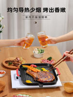 燒烤盤 韓式麥飯石燒烤盤家用不粘無煙烤肉鍋電磁爐烤盤商用鐵板燒烤肉盤