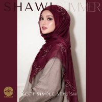 Raya Luxe Shimmer Shawl with Pearl & Diamond Beads | Premium Shimmer Hijab Exclusive Party Edition S