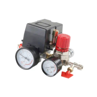 Air Compressor Pressure Switch Pressure W/Valve Control Regulators Gauge 90-120PSI 4 Port Safety Valve Air Compressor