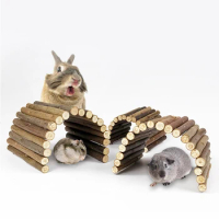 Pet Rat Accessories Wooden Bridge Toys for Rabbits Teething Supplies Small Animals Clmbing Ladder Chew Toy Juguetes Conejos