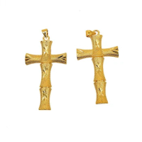 Copy 100% Real Gold 24k 999en bamboo festival flower cross pendant versatile 999 and women's 999 color Pure 18K Gold Jewelry