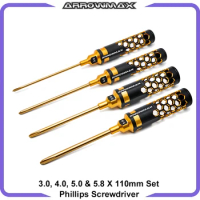 ARROWMAX Phillips Screwdriver 3.0, 4.0, 5.0 &amp; 5.8 X 110mm Limited Edition RC Tools