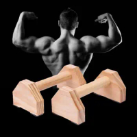 1 Pair Rubber Pad Great Impact Resistant Push Up Stands Wear Resistant Wood Parallettes Bold Handle for Body Building
