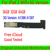Original Unlocked Mainboard For IPad 2 A1395 Wifi And A1396/A1397 3G Version Motherboard Clean ICloud Logic Board 16g/32g/64g