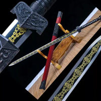 Hand Forged Chinese Han Dynasty KungFu Double Edge Sword Handmade Jian spring steell Blue Blade