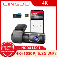 LINGDU LD01 Dash Cam 4K Front 1080P Rear Camera 5.8Gh WiFi Built-in GPS Smart Voice Control 24H Parking Monitor Night Vision