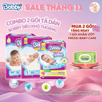 Combo 2 Tã Dán Bobby Siêu Khô Thoáng Size NB70/S80/M76