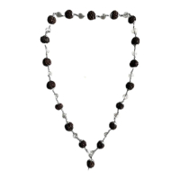 Nepal Rudraksha 5 Mukhi in Silver Cap with Crystal Stone