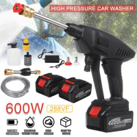 New 600W 288VF High Pressure Washer Gun Wireless Car Washer Water Sprayer Portable Outdoor Electric Car Washer Foam Gun Battery