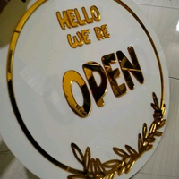Signage Custom Open Closed / Buka Tutup Bolak Balik Acrilik Timbul , Motif Kembang Bawah hitam tulis