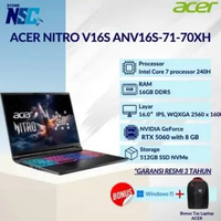 ACER NITRO V ANV16S-71-70XH AI CORE 7 240H 16GB 512GB 16.0WQXGA RTX5060 180HZ 100SRGB IPS W11 OHS+M3