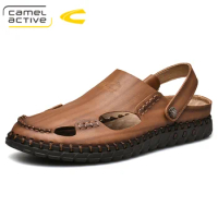 Camel Active 2019 New Summer Men's Sandals Casual Beach Genuine Leather Sandals Men Wrapped Toe Non-slip Men Shoes