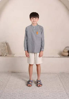 3Second Kids Boy's Stripe Shirt Long Sleeve Regular Fit Cotton Taka HP-090225 10 tahun