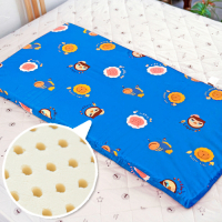 奶油獅 同樂會系列-100%精梳純棉布套+馬來西亞天然乳膠嬰兒床墊-宇宙藍60X120cm