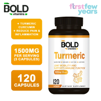 Bold Vitamins Turmeric Curcumin Supplement (120 Caps) 1500mg 95% Curcuminoids, Joint & Heart Support