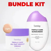 Facetology Bundling Triple Care All Day Bright Cream & Triple Care Sunscreen SPF 40 PA+++ 40ML Light