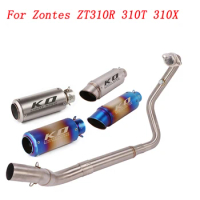 Slip On Motorcycle Exhaust Front Connect Tube And 51mm Tail Pipe Stainless Steel Exhaust System For Zontes ZT310R 310T 310X