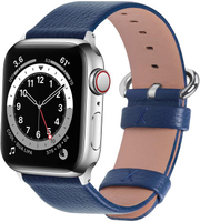 【日本代購】Fullmosa Apple Watch 錶帶42毫米/44毫米 apple watch真皮皮革 替換錶帶 帶耳墊 藏青色
