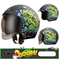 Helm Sepeda Motor Retro Casco Moto Motorcross Helm Bluetooth mask Sepeda Motor Pria Helm Setengah Wajah Pelindung Besar HNJ 603