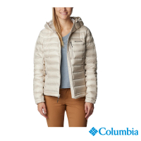 Columbia 哥倫比亞 官方旗艦 女款-Pebble Peak™金鋁點極暖連帽羽絨外套-卡其(UWR85320KI/HF)