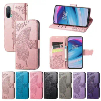 Multi Card Wallet Butterfly Phone Case For OnePlus Nord CE 2 N200 N100 N20 10 9 8 7 Pro Shockproof Magnetic Holder Flip Cover