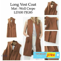 Baju long vest coat mocca RO longvest Wanita woll crepe mocca Kekinian@@ Rompi Atasan Panjang Outer
