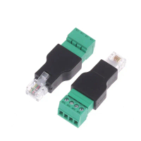 1/2 unit 6P4C Male ke 4 Pin Screw Terminal Converter RJ11 Ethernet Connector untuk penerima telefon