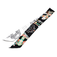 HERMES愛馬仕 Brides de Gala en Fleurs Twilly絲巾(黑/白)