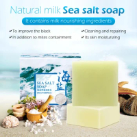 100g Goat Milk Moisturizing Sea Salt Soap Cleaner Removal Pimple Pores Acne Treatment Sea Salt Soap Basis Soap Skin Care 1Pcs