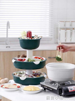 火鍋菜盤蔬菜拼盤廚房塑料家用三層洗菜盆瀝水籃水果盤配菜盤神器【摩可美家】
