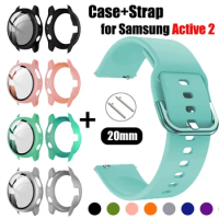 Case+Strap for Samsung Galaxy Active 2 40mm 44mm Protective Glass Film Cover for Active 2 Bracelet Accessories 20mm Watch Bands