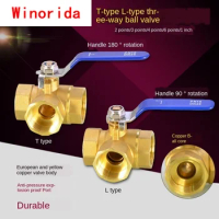 1/2 IN Copper Three Way Ball Valve T Type L Type 1/4IN 3/8IN 3/4 IN 1 IN Inner Wire Valve Switch Water Pipe Heating Joint