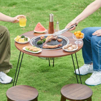 Outdoor Round BBQ Stove Table Cooking Tea Table Barbecue Grill Heating Stove Winter Charcoal Stove Home Grill Charcoal Stove New