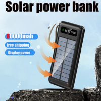 Solar Power Bank 80000mAh Super Large Capacity with Shared Detachable Charging Cable Suitable for Camping Mobile Phone Charging