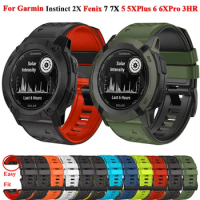 22mm 26mmQuickFit Silicone Watch Band For Garmin Instinct 2X Strap Instinct 2 Fenix 7 7X Pro 6 6X Watchband Bracelet Accessories