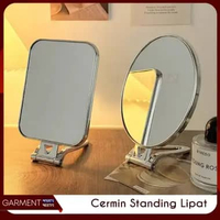 Cermin Lipat 2 Sisi Kaca Gantung Standing Mirror Make Up Meja Rias Kosmetik Dekorasi Estetik BULAT