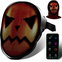 Bluetooth RGB LED luminous Party Mask DIY Photo Editing Animated Text Prank Carnival heart Mask,Built-in Battery led drive board