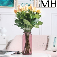 仿真花卉保濕玫瑰花盆栽花架客廳臥室花藝裝飾品假花插花擺件花瓶
